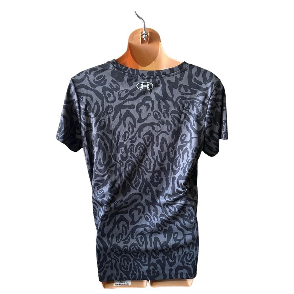 Under Armour Women's Black and Dark Gray Animal Print Short Sleeve Tee - Picture 2 of 8